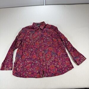 Ralph Lauren Women Floral Blouse Shirt  2XL Colorful Long Sleeve Office